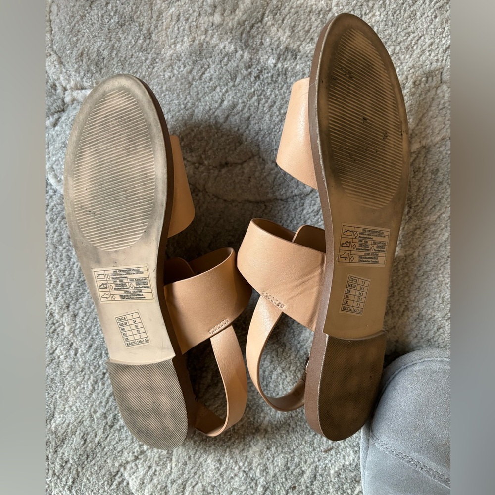 Peach Strappy Faux Leather Sandals - Picture 5 of 5